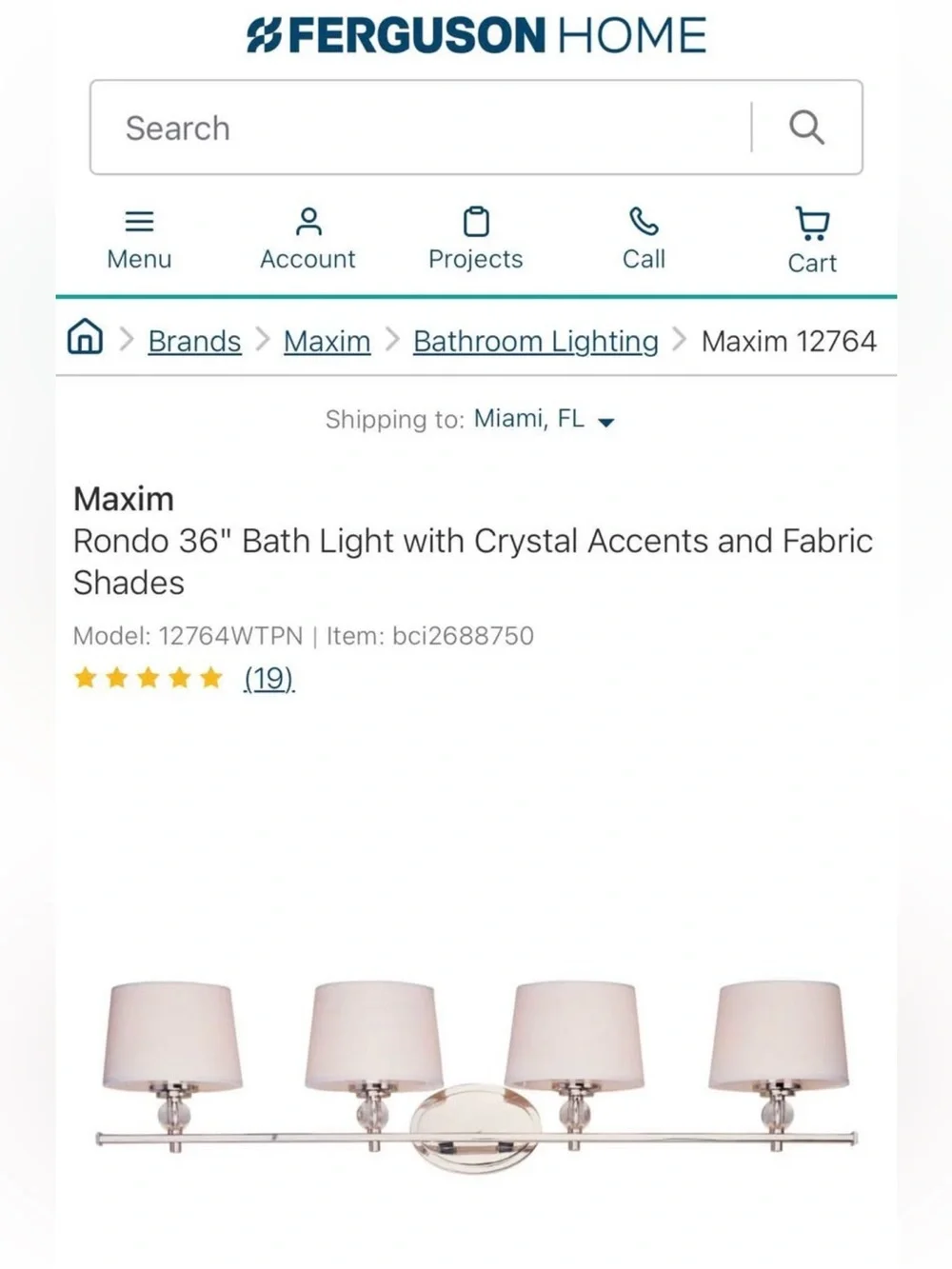 NEW Polished Nickel 4 Light Vanity Fixture with Lamp Shades HIGH END BATH NIB